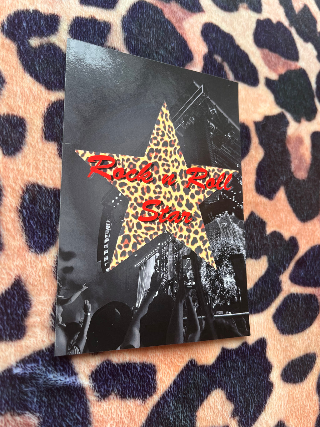 Rock n roll star leopard print poster