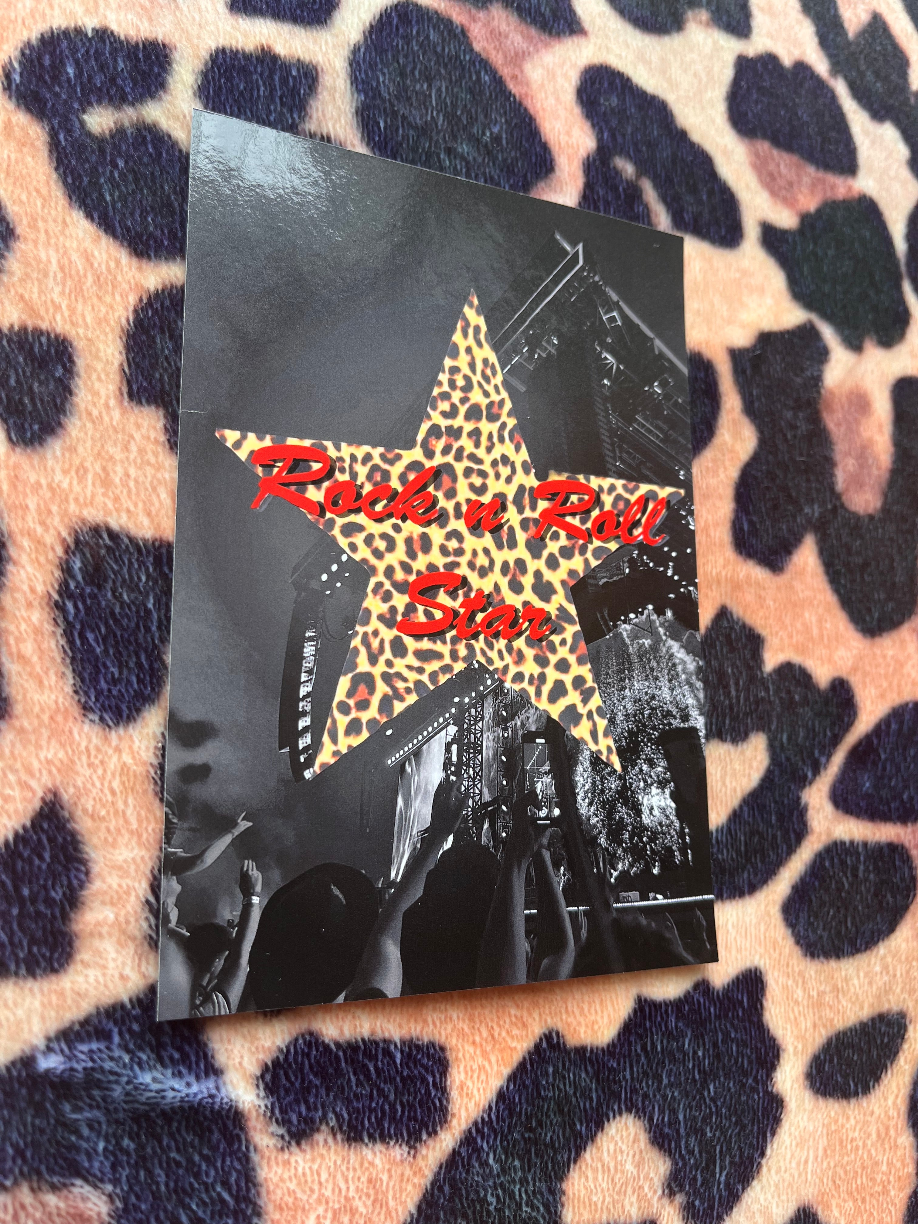 Rock n roll star leopard print poster