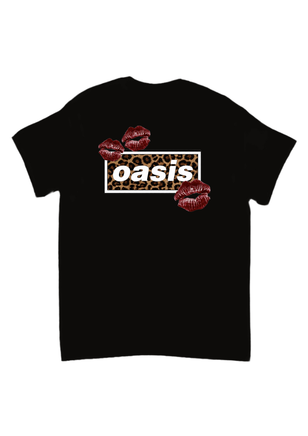 Oasis leopard print and lipstick stains band tee
