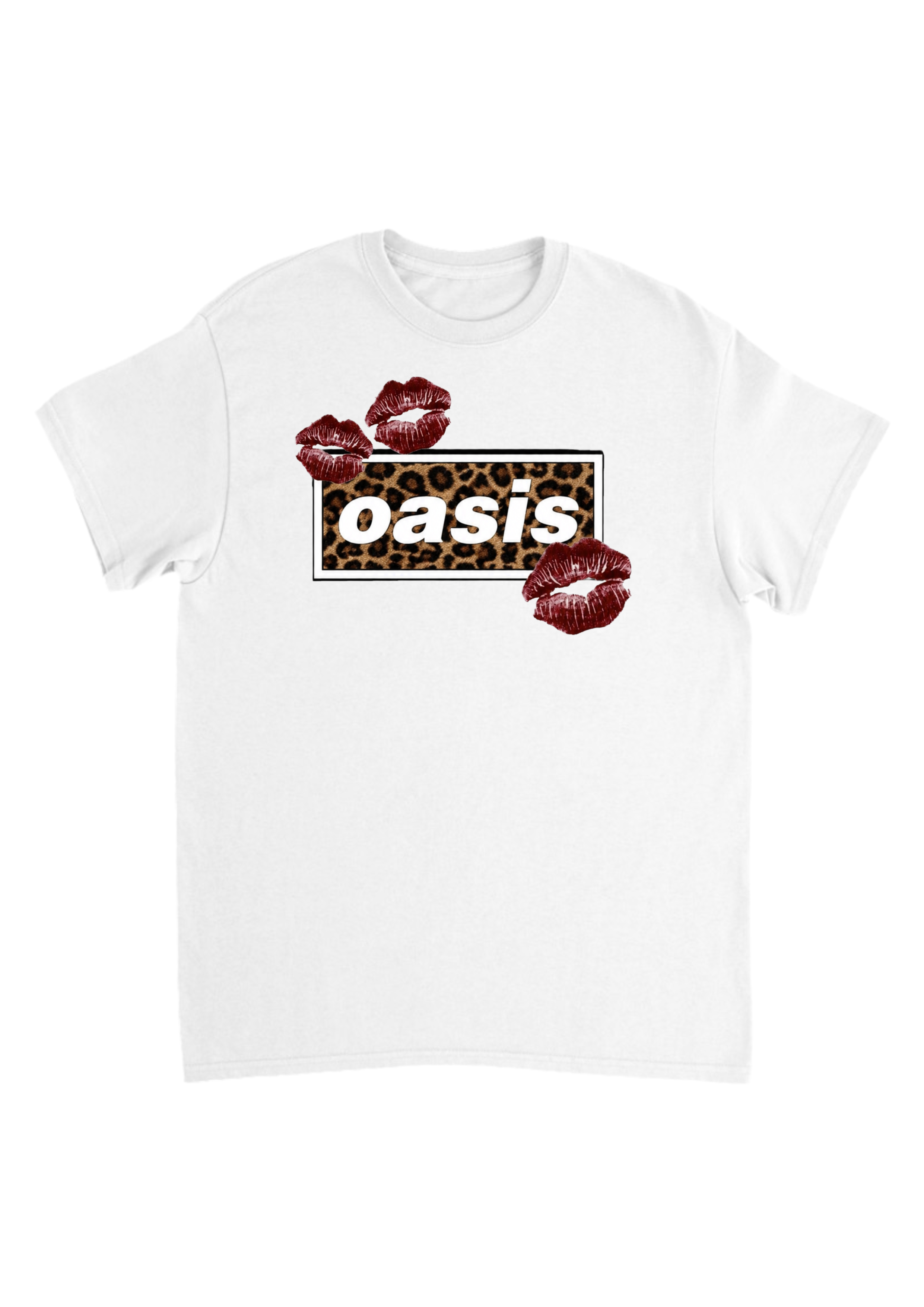 Oasis leopard print and lipstick stains band tee