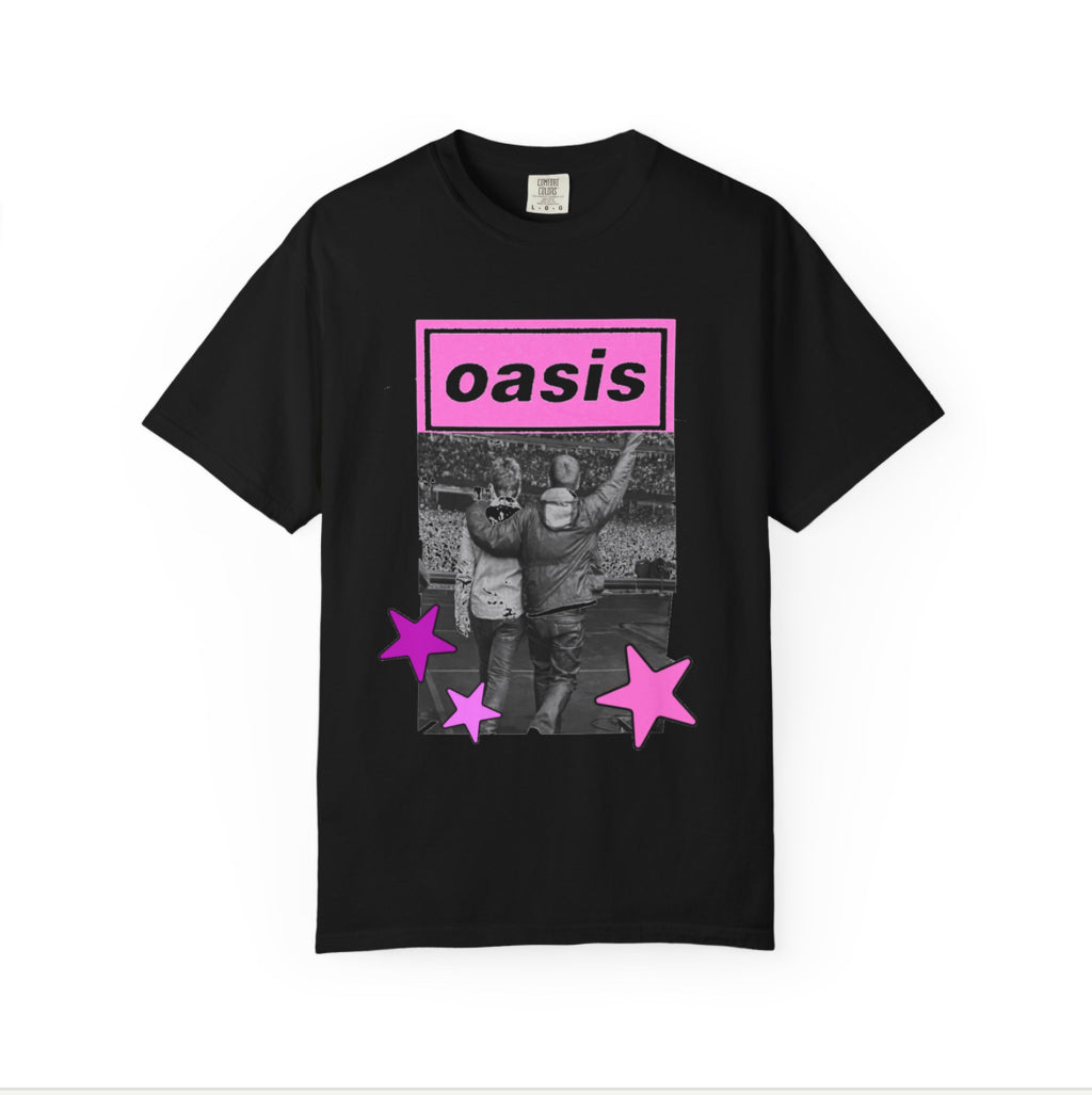 Oasis pink stars band tees