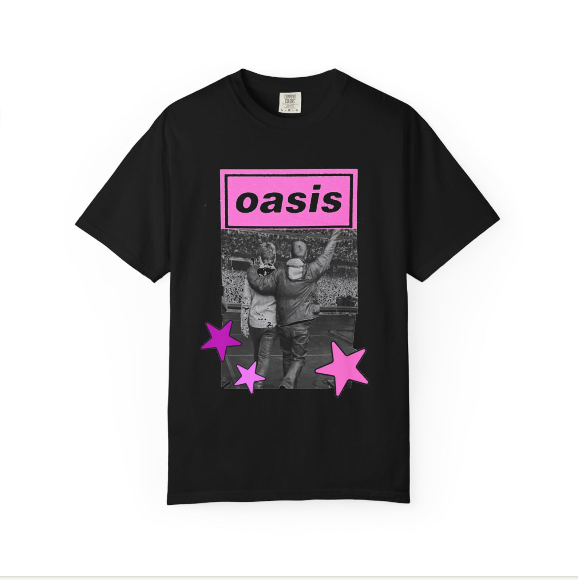 Oasis pink stars band tees