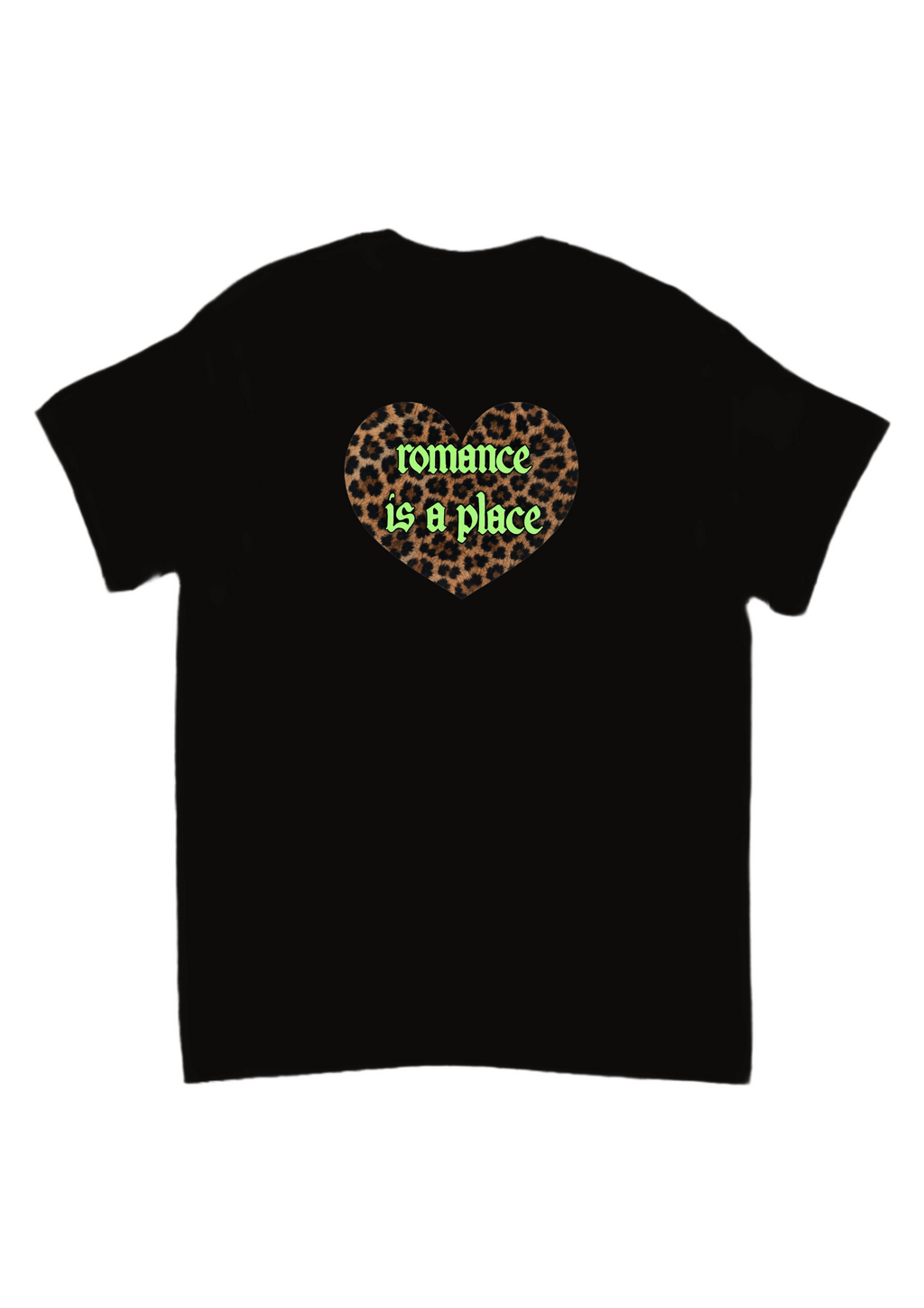 Romance is a place leopard print heart band tees