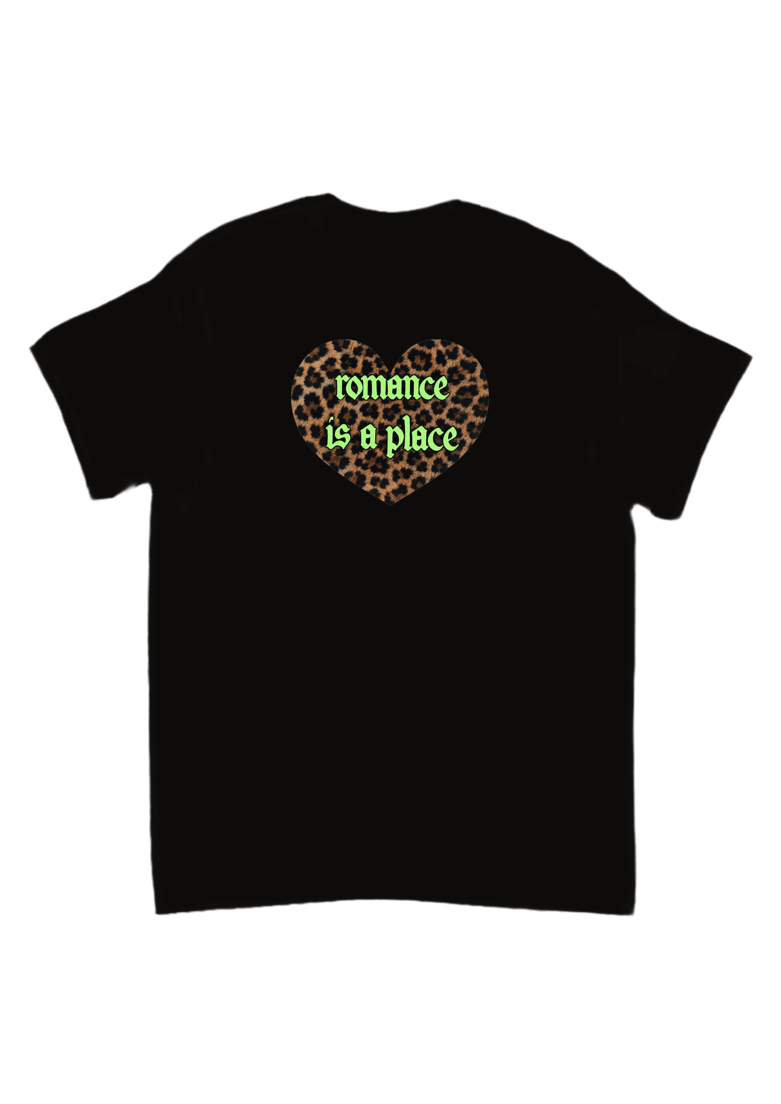 Romance is a place leopard print heart band tees