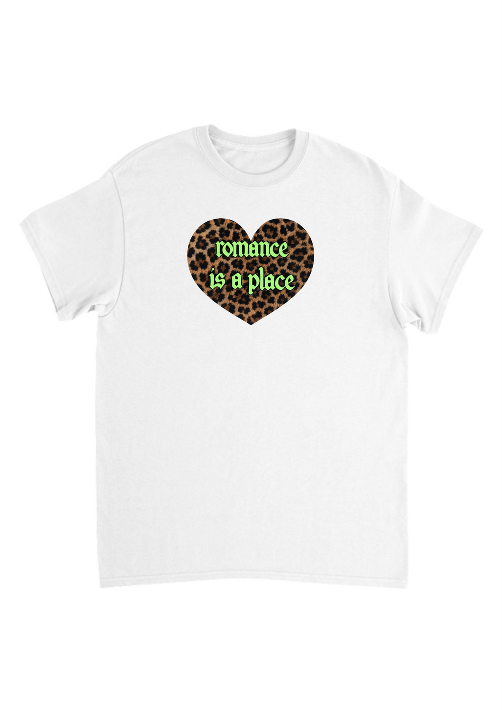 Romance is a place leopard print heart band tees