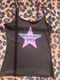 Rock n roll star pink leopard print star tank top