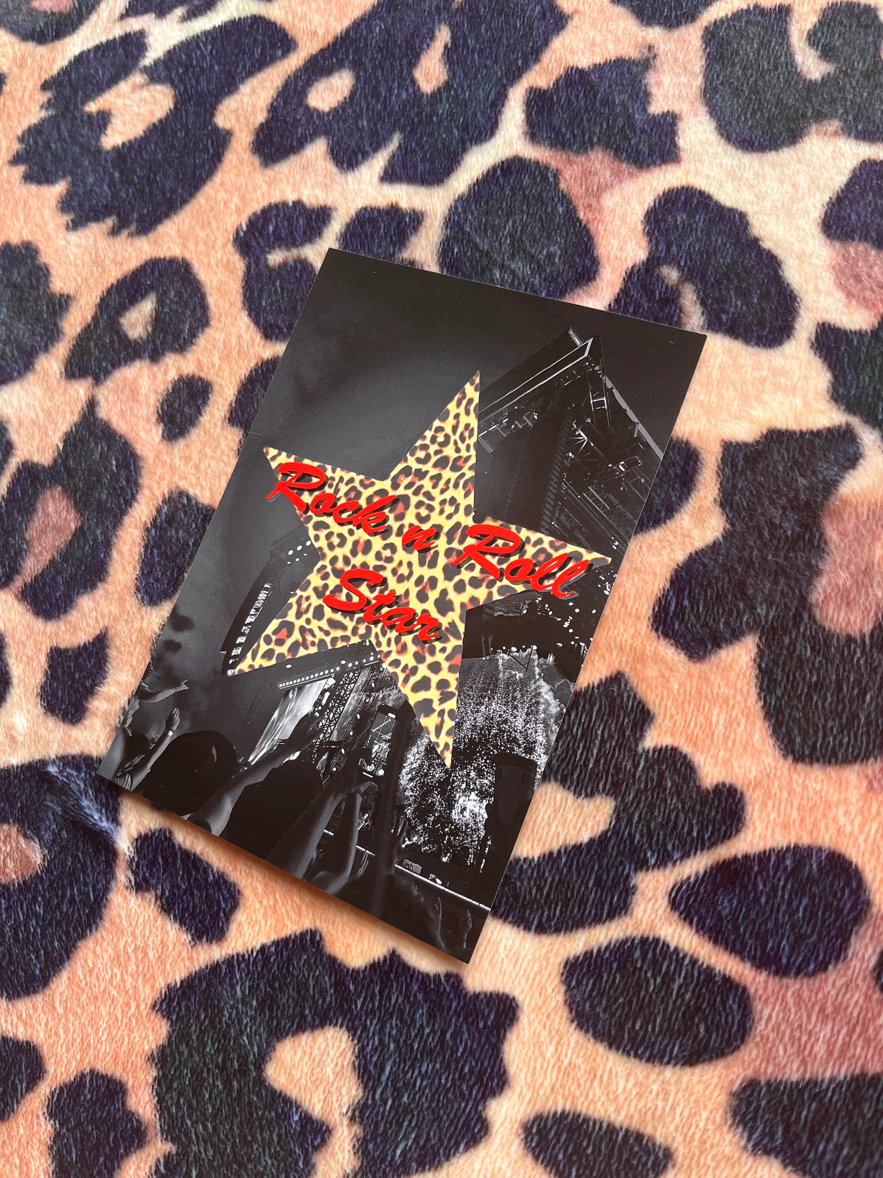 Rock n roll star leopard print poster