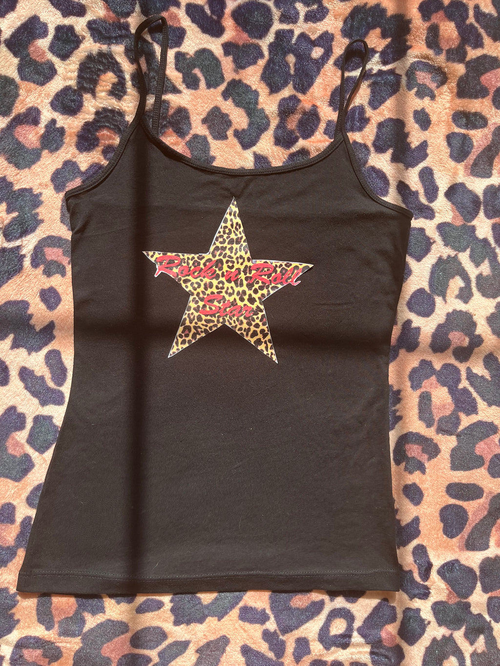 Rock n roll star leopard print star tank top